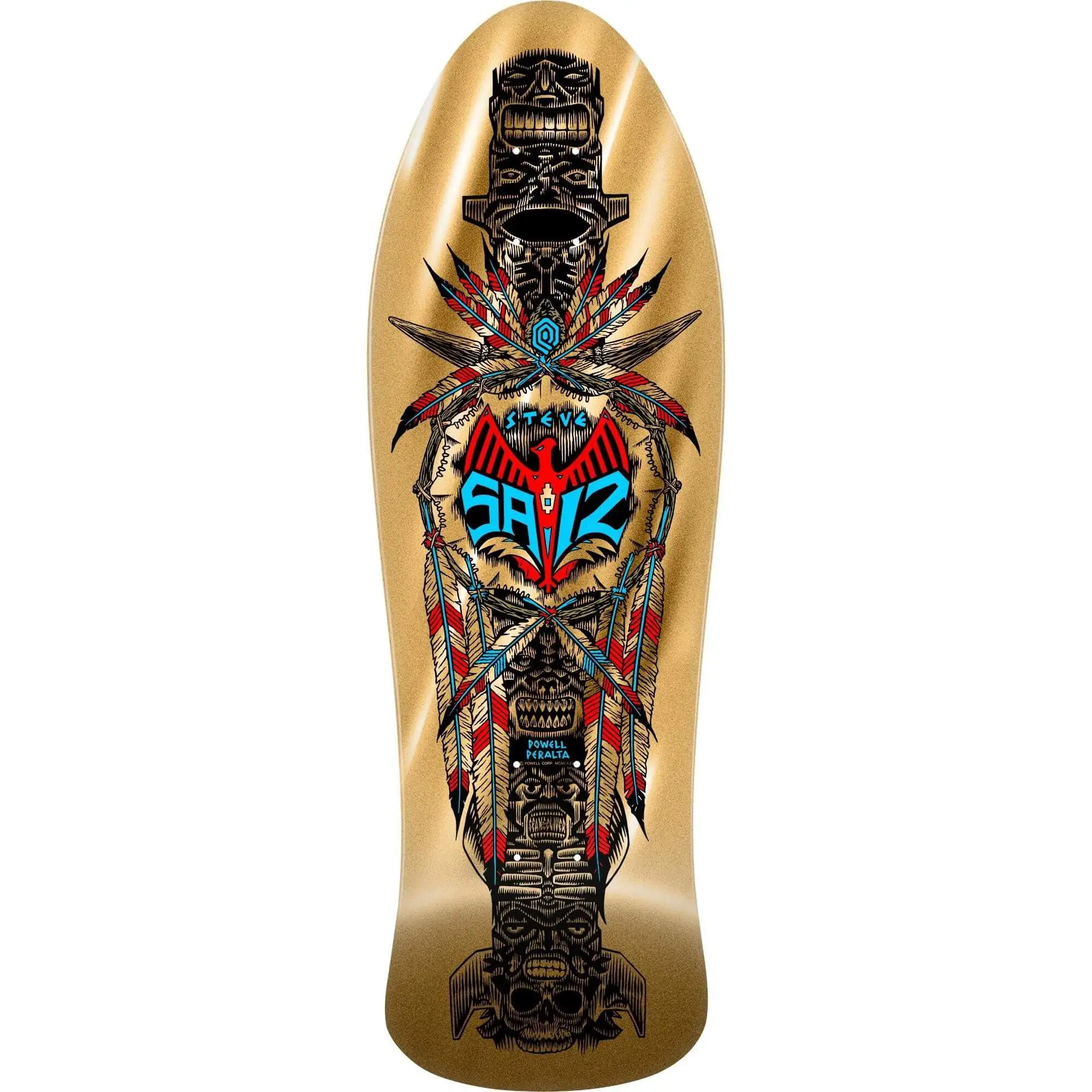 Powell Peralta Reissue Steve Saiz Totem – Planche Skateboard 10.0″ x 30.81″ Gold Foil