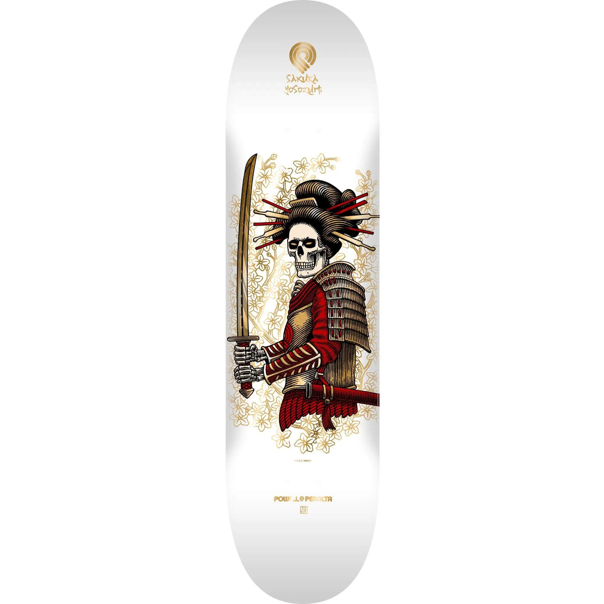 Powell Peralta Yosozumi Onna Bugeisha – Planche Skateboard 8.25″ x 31.9″ White Gold Foil