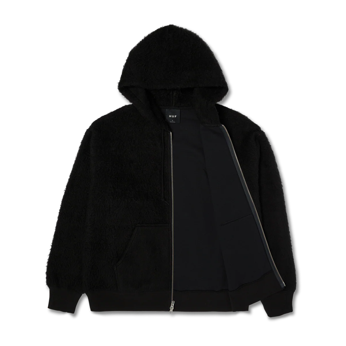 HUF Hoody Corso Heavyweight Zip Black – Sweat zippé épais
