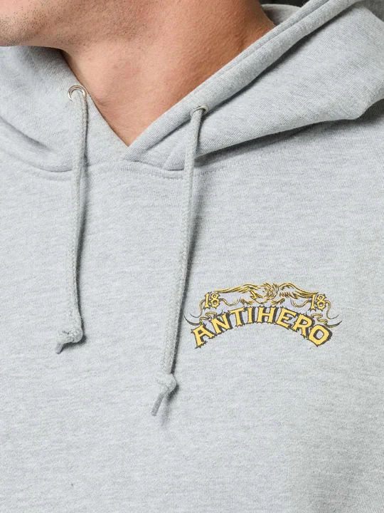 ANTI-HERO Sweat Customs Hood Heather Grey – Hoodie Skate Urbain Confortable