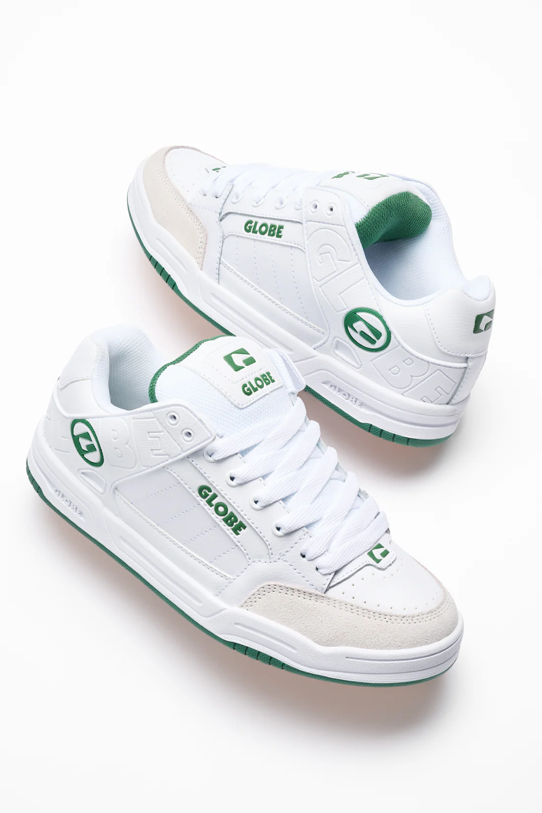 Chaussures de Skate Globe Tilt White Green – Skate Shoes Robustesse & Confort