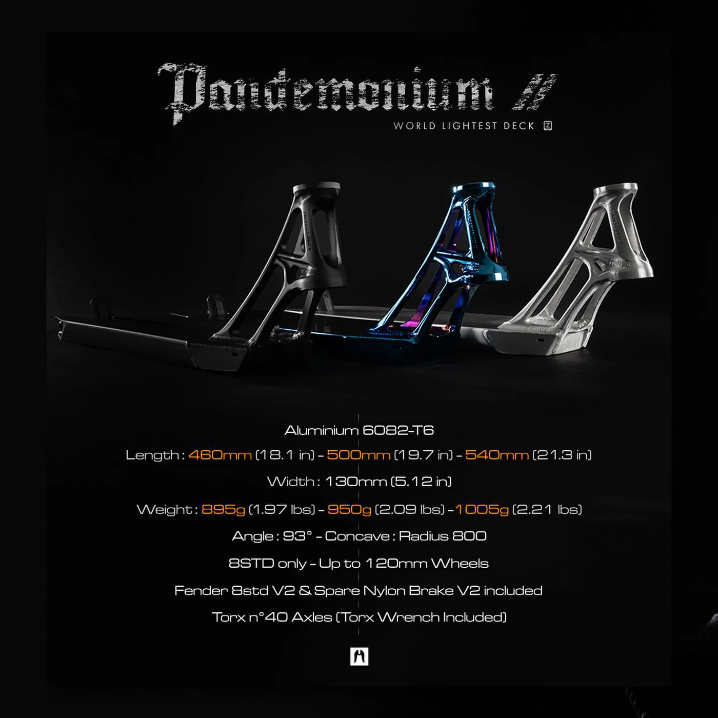 Ethic DTC Pandemonium V2 — Deck Trottinette Freestyle Bleu Chrome