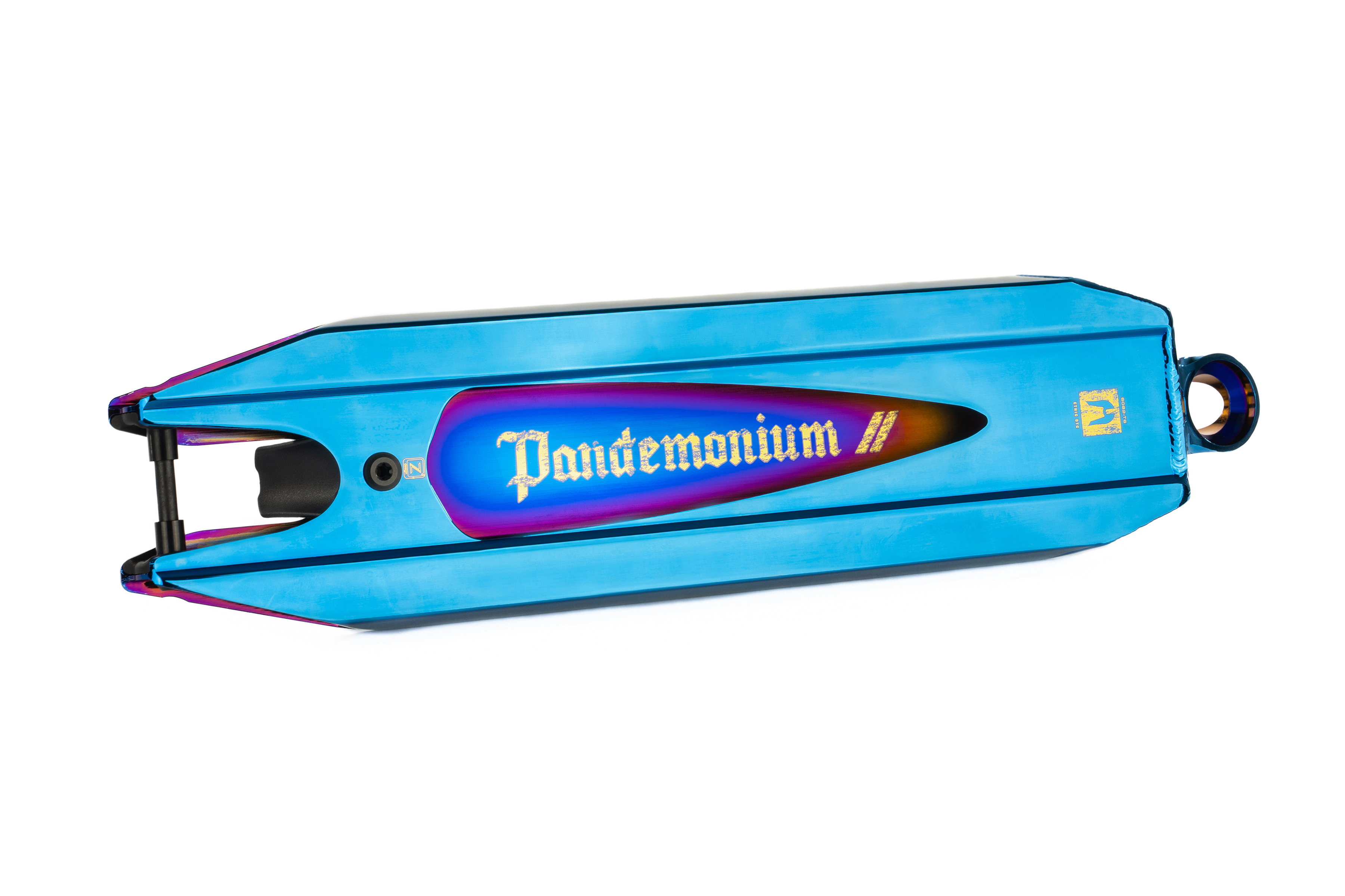 Ethic DTC Pandemonium V2 — Deck Trottinette Freestyle Bleu Chrome