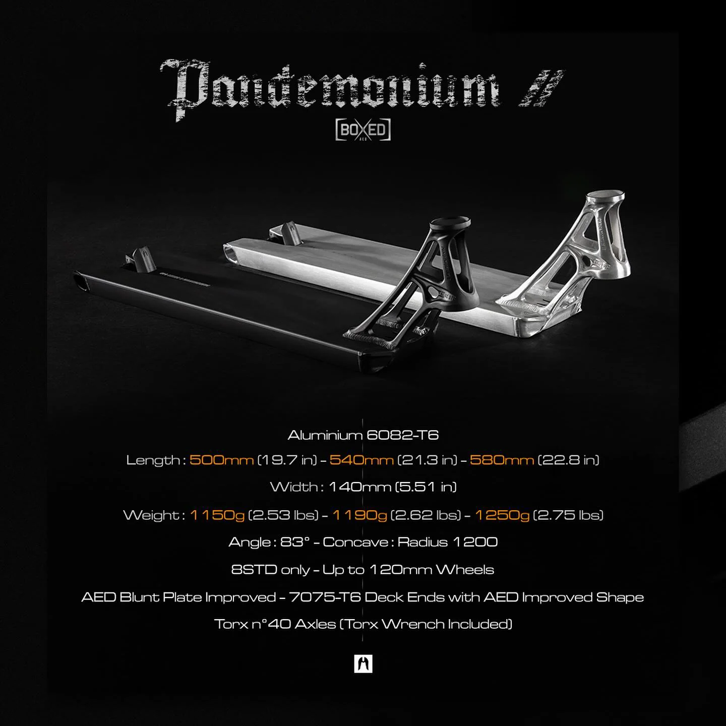 Ethic DTC Pandemonium V2 Boxed — Deck Trottinette Freestyle Street Noir